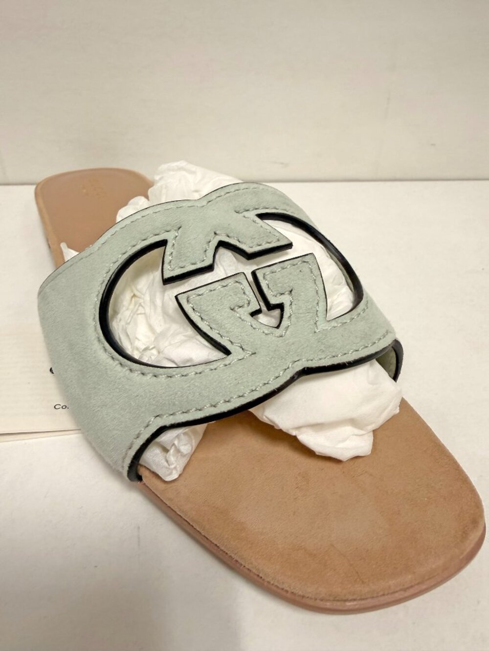 *NEW* Gucci Suede Interlocking G Cutout Slide Sandals - Picture 6 of 13